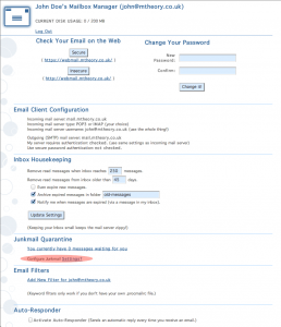 Mailboxes main page Mailboxes main page